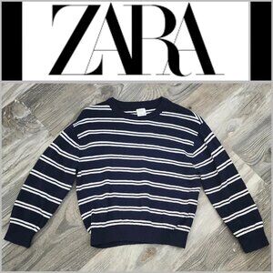Zara Navy & White Striped Sweater Boys Size 8-9